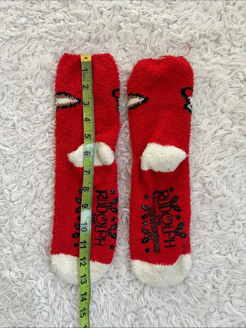 Rudolph the Reindeer Socks Fuzzy Clarice Christmas Holiday
